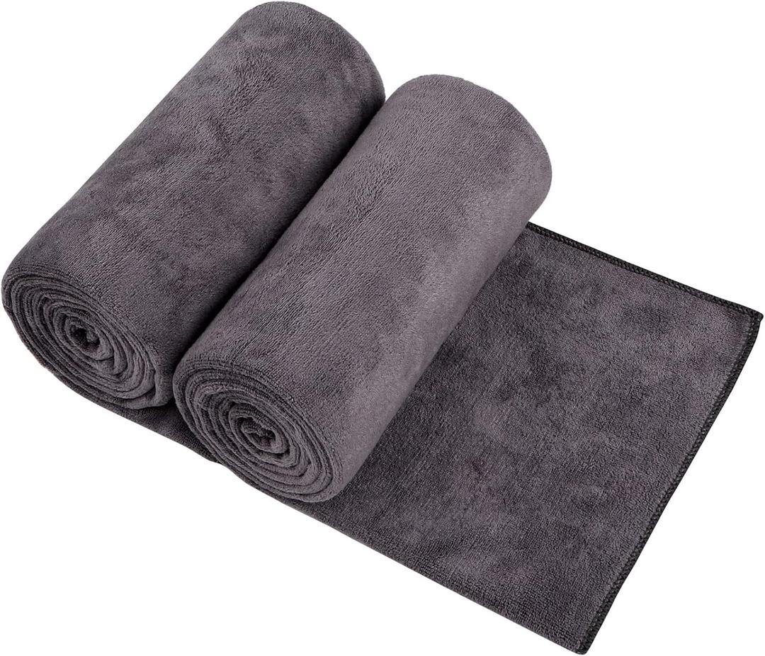 Orighty Bath Towels Pack of 2 - Soft Feel Grey Bath Towel Sets, Highly Absorbent Microfiber Towels for Body, Quick Drying, Microfiber Towel for Sport, Yoga, SPA, Fitness, (27 x 54)