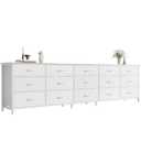 Huuger 78.7 inch Long Dresser for Bedroom, 15 Drawer Fabric Dresser for Closet, Large TV Stand for 65, 75, 85 inch TV, Wide Chest of Drawer with Storage, 78.7" W x 12.9" D x 26.7" H, White