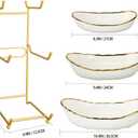 White Ceramic 3 Tier Modern Fruit Bowl with Metal Stand, Tiered Fruit Tray for Kitchen Counter, Snacks Nuts Bread Candy Storage