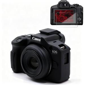 Case for Canon EOS R50 Camera, Soft Silicone Protective Case, Anti-Scratch, Slim Fit Sleeve Cover with Screen Protector Accessories for Canon R50 (Black)