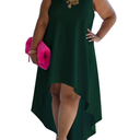 WUSENST Plus Size Maxi Dress for Women Casual Sleeveless Flowy High Low Summer Tank Long Dress Size 4XL