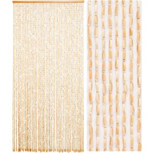 52 Strands 35.4" x 79" Bamboo and Wood Beaded Curtain for Doorway Handmade Natural Doorway Beads Bohemian Bamboo and Wooden Room Devider Hanging Boho Beaded Curtain,Beige