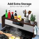 IIIOIIIA Bamboo Over the Stove Spice Rack Organizer Shelf for Kitchen, 31.5" with 6 Hooks, 11.4" Height Extra Storage Countertop, Easy to Assemble, Walnut