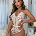 txsrbsj Sexy Lingerie for Women Lace Teddy Bodysuit Lingerie One-Piece High Cut Sex Women's Lingerie Outfits (White)