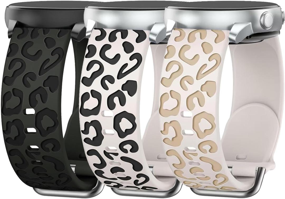 3 Pack Leopard Engraved Bands Compatible with Samsung Galaxy Watch Ultra Bands 47mm(2025/2024), Breathable Soft Silicone Waterproof Replacement Straps Wristbands for Samsung Watch Ultra 2/Ultra Band (Black, Starlight&Black, Starlight&Nude)