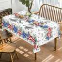 Horaldaily 4th of July Tablecloth 52x70 Inch, Patriotic Eucalyptus Star Independence Day Memorial Day Table Cover for Party Picnic Dinner Decor