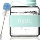 hydr Flat Water Bottle | Mini Slim Square Small Leakproof Reusable Bottle for Bags, Travel & Gym, 12oz BPA-Free Tritan Portable Hydration Flask (Lake Blue)