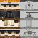 Bathroom Light Fixtures Matte Black 4-Light Crystal Vanity Lights