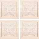 8 Pcs Decorative Wood Flower Carved Appliques Onlays, 3.1 x 3.1inch Unpainted Solid Wood Square Carving Decal for Furniture Cabinet Closet Decoration (Type2-3.1inch-8pcs)