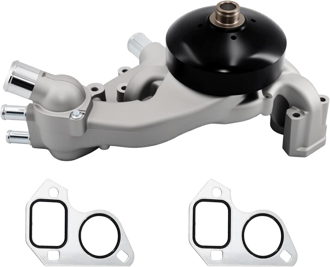 Water Pump with Thermostat Gasket AW6009 Compatible for Chevy Silverado Tahoe Suburban Avalanche GMC Sierra Yukon Cadillac Escalade 4.8L 5.3L 6.0L 6.2L [V8] Engine Only (With Thermostat)