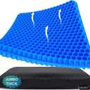 Gel Seat Cushion, Jumbo&Thick Gel Cushion with Non-Slip Cover for Home Office Car Seat Wheelchair, Soft Breathable Honeycomb Chair Pads for Relieve Hip Pain, Blue 20x20x1.9inch