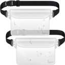 Waterproof Fanny Pack with Triple Zip Lock, Submersible Up to 32FT Dry Bag Pouch, Touchscreen Phone Case for Beach, Cruise, Swimming & Kayaking Essentials (Clear+Clear)