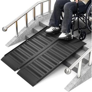 3FT Portable Wheelchair Ramp with Handle, Non-Slip Aluminum Folding Handicap Wheelchair Ramp for Home, Doorways, Thresholds, Steps, Curbs, Stairs, 800 LBS Capacity (3FT(Using height 3"-9"))