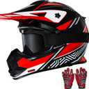 TRIANGLE Adult Dirt Bike Helmet Full Face Motocross Helmets DOT Certified | Motorcycle Helmets with Adjustable Goggles & Gloves for Men & Women - DOT/FMVSS-218 Certified for Off-Road ATV BMX UTV Medium