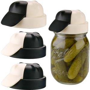 4 pack Mason Jar Lids, for Ball Kerr & More Canning Regular Mason Jars Drinking Lids & Food Storage Caps leak-proof, BPA-free, reusable (Bottle not included) (Black/White)