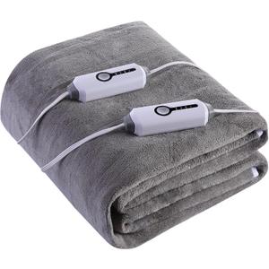 YAKEE Electric Mattress Pad Queen Size 60"x80", Dual Control,Soft Colar Fleece with 4 Heating Levels, 10-Hour Auto Shut Off, Fast Heating, Deep Pocket Bed Topper Fit Up to 21", Machine Washable, Grey (Gray)