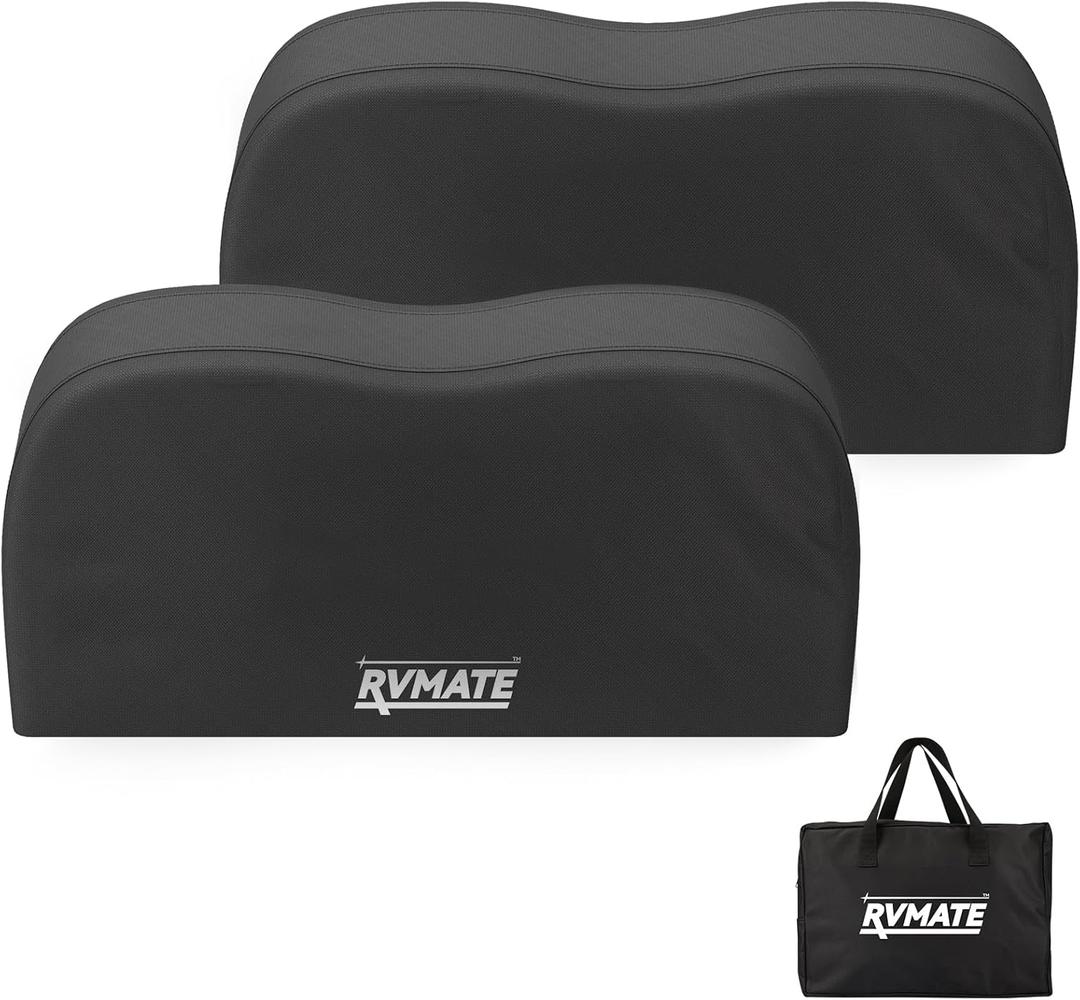 RVMATE RV Tire Covers, Dual Axle Wheel Cover (2 Pack) Fits 30''-33'' Diameter Tires, Waterproof Anti-UV 600D Oxford Black Covers Accessories for RV/Truck/Trailer