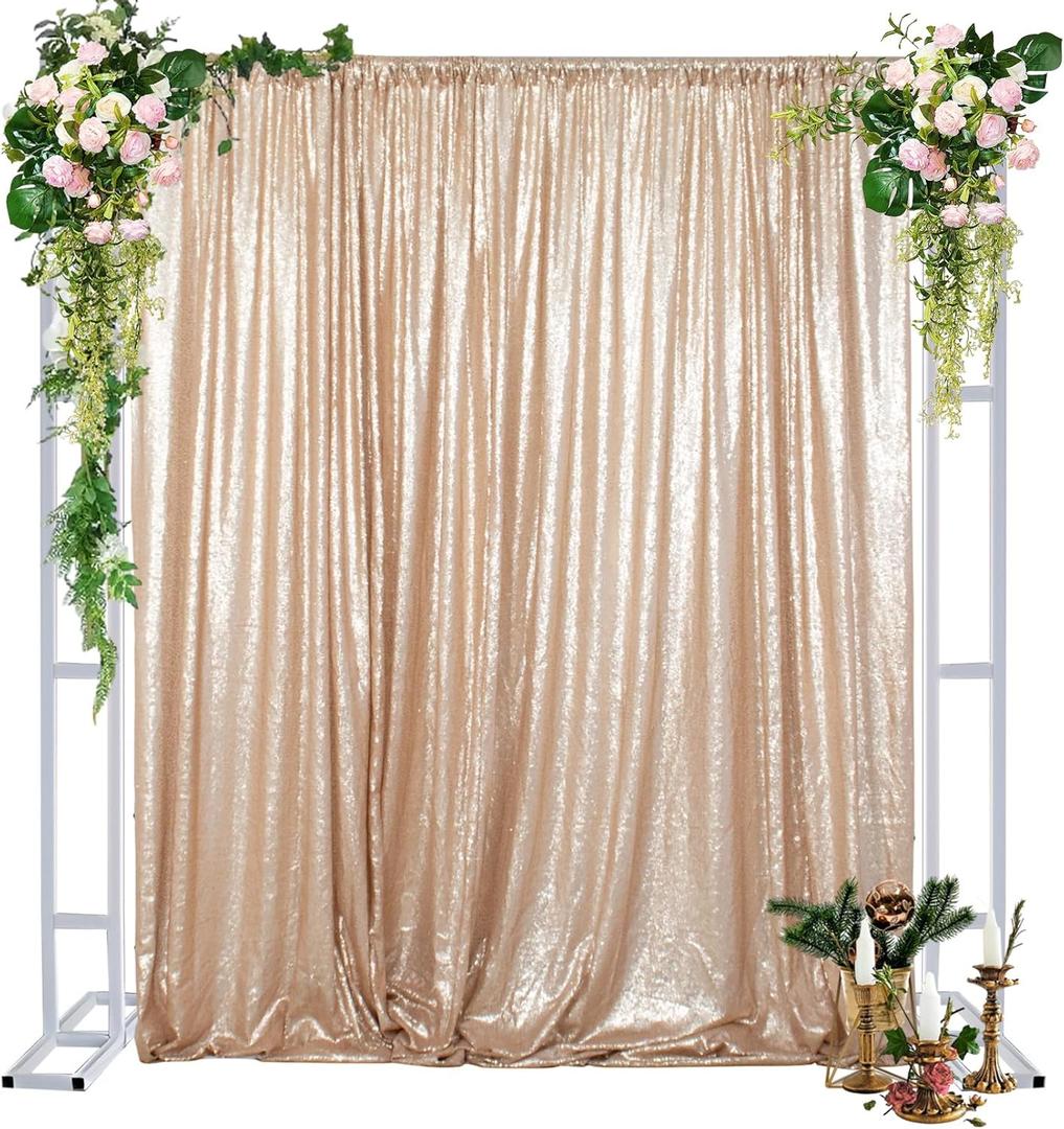 DUOBAO Champagne Backdrop Curtain 10x10ft Backdrop Graduation Backdrops Class of 2024 Photography Decoration Shimmer Wall Curtain for Parties Wedding Baby Shower Birthday and Photo Shoot (10FTx10FT)