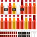 18Pcs 5oz Glass Bottle, Clear Woozy Bottles with Shrink Capsules,Empty Small Beverage Canning Bottles with Black Caps for Kitchen and Party (RED, 18)