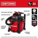 CRAFTSMAN CMXEVBE17595 16 Gallon 6.5 Peak HP Wet Dry Vac, Heavy-Duty Shop Vacuum Wet and Dry with Filter, Dust Bag, Hose and Attachments for Home Projects & Renovations