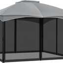 COWVIE Gazebo Replacement Netting Screen, 10' x 13' Universal Gazebo 4-Panel Mosquito Sidewalls with Double Zippers for Outdoor Patio (Only Netting) (Black)