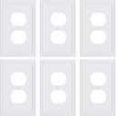 6-Pack Single Duplex Outlet Cover Plate, Decorative White Switch Plates and Outlet Covers, Metal Wall Plates for Electrical Outlets, 1 Gang Receptacle Cover, Corrosion Resistant