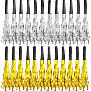 New Years Eve Party Supplies 2026-24 PCS Noise Makers, 12 Gold & 12 Silver Glitter Party Blowers for Adults, Bulk New Year Eve Birthday Christmas Noisemakers Horns
