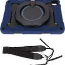 iOS Tablet Case Shockproof Slim with 360 Rotating Kickstand and Adjustable Shoulder Strap for Work Travel Or Outdoor Use Fits iOS Tablet Pro 11 in 2018 2020 2021 (Navy Blue)