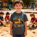 Kids4ever Boys T-Shirts Cotton Alphabet Truck Pattern Short Sleeve Toddler Tee Shirt for 2-6 Years Old (Gray)