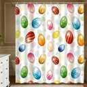 Easter Shower Curtain 72x72 inch Colorful Easter Eggs Bath Curtain Decoration with 12 Hooks Spring Bathroom Home Decor