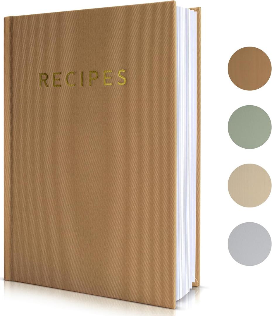 ZICOTO Aesthetic Blank Recipe Book with Waterproof Cover - The Perfect Recipe Notebook To Write In Your Own Recipes - Beautiful Blank Cookbook to Organize Your Recipes (Camel)