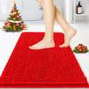 BOANKODU Bathroom Rugs 15x23, Extra Soft Absorbent Chenille Bath Rugs, PVC Backing Quick Dry, Machine Washable Bath Mats for Bathroom Floor, Tub and Shower, Home Decor Accessories, Red
