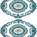 uxcell 2Pack Retro Lace Placemat 12x16-in Oval Embroidered Table Place Mats French Crochet Doilies Coasters Cup Mat for Home Wedding, Dark Green