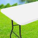 Spandex 8 Foot Rectangle Table Cloth, Elastic Fitted Tablecloths for Picnic, Stretch Washable Patio Table Cover for Outdoor, Camping, Banquet and Parties (White, 30"x96")