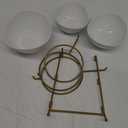HBlife 3 Tier Serving Stand Oval Serving Bowl with Metal Rack, Ceramic Serving Dishes Chip and Dip Serving Set, Food Display Dessert Appetizer Candy Bowl, Tied Serving Trays for Parties, Gold