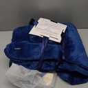 EzrAllora Premium Double Layer Poncho Blanket for Women -Drape and Go No Sleeves- Sherpa Fleece Shawl with Pockets - Wearable Blanket - Gifts for Her Mom and Grandma (Blue)