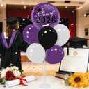 Graduation Decorations - 4 Set Balloon Stands, Class of 2026 Congrats Grad Table Centerpieces for Graduation Party Supplies(Purple & Black)