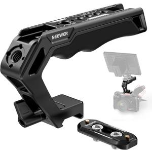 NEEWER Top Handle and NATO Rail Kit, Comfort Silicone Grip with Quick Release NATO Clamp, 3 Cold Shoes and 1/4" 3/8" ARRI Threads, Compatible with SmallRig Camera Cage Video Rig, CA008