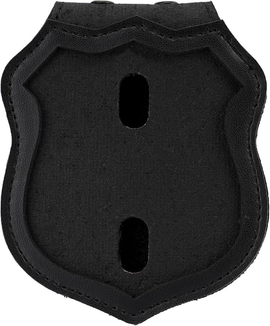 TT TYTX NYPD Badge Holder for Belt & Neck - Leather Police Badge Holder with Clip and Stainless Steel Chain, Concealed Photo Pocket (Black)