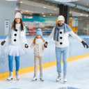 7 Pcs Christmas Snowman Costumes for Women Adult Winter Snowman Accessories Beanie Knit Hat 3 Black Faux Fur Pom Poms Carrot Nose Gloves Tutu Skirt for Holiday Cosplay Party
