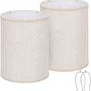 Tall Drum Lamp Shades Set of 2, 10"Top x10" Bottom x 13"High, Beige Lampshade for Table Lamp Floor Lamp, Replacement Lampshades Natural Linen Handcrafted, Spider, Harp Holders Included, Easy Assembly