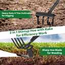 Garden Hoe, 72 Inch Soil Tiller Cultivator Stirrup Hoe, Heavy Duty 2-in-1 Garden Tool with Adjustable Long Handle, Action Scuffle Loop Hoe with Rake for Flower Beds, Garden Loosening Weeding Digging