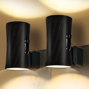 LED Plug in Night Light, Night Lights Plug into Wall with Light Sensor, 3000K/5000K Light Switch, 0-100LM Adjustable Brightness Wall Light, Dimmable Night Light for Hallway Bedroom Stairway, 2 Pack (Black)