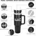 Wifey & Hubby Tumblers Set for Couples, Bride & Groom Stainless Steel Insulated Tumbler with Straw & Handle, 40 oz Travel Mug Tumbler for Engagement Wedding Gifts, Cups for Bridal Shower Anniversary