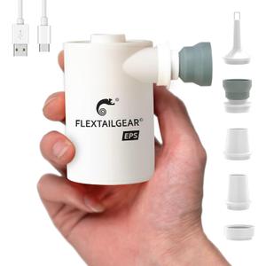 FLEXTAILGEAR Portable Camping Air Pump,Electric Air Mattresses Pump with 3600mAh Emergency Power Supply,300 L/min Airflow for Rapid In/Deflation for Air Bed,Pool Float,Inflatables,Sleeping Pad (White)