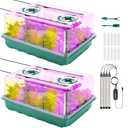 Eglotes 96 Cell Seed Starter Tray with Grow Light, Seed Starter Kit with Adjustable Humidity Dome, Seed Starting Trays Plant Starter Kit for Seeds Growing Starting, Indoor Gardening, Greenhouse