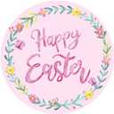 Renaiss 7.2x7.2ft Happy Easter Round Backdrop Cover Watercolor Pink Flower Easter Wreath Circle Photography Background Spring Easter Baptism Newborn Party Decors Easter Garland Arch Photo Booth Props