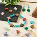 FASHEWELRY 22Pcs Mini Cross Gemstone Beads Bulk Assorted Tiny Pocket Easter Crosses Crucifix Crystal Natural Stone Cross Charm Beads for Bracelets Earring Necklace Jewelry Making