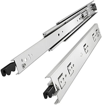 VADANIA 16" Heavy Duty Drawer Slide with Lock #D51, 150lb Load Capacity, 3-Fold Full Extension, Ball Bearing Lock-in & Lock-Out, Side Mount, 1-Pair