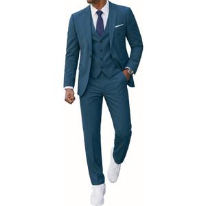 MrSure Men’s 3 Piece Suit Blazer, Slim Fit Tux with One Button, Jacket Vest Pants & Tie Set for Party, Wedding and Business (XL)